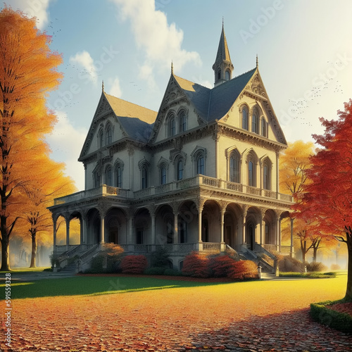 medieval house in garden. G...