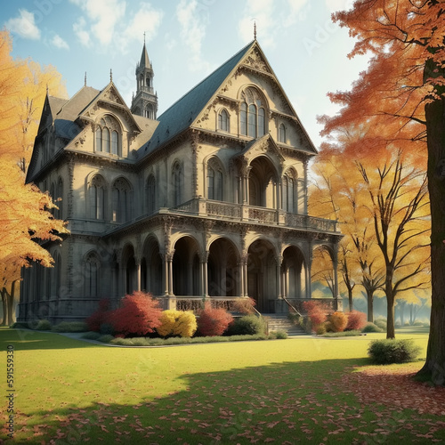 medieval house in garden. G...