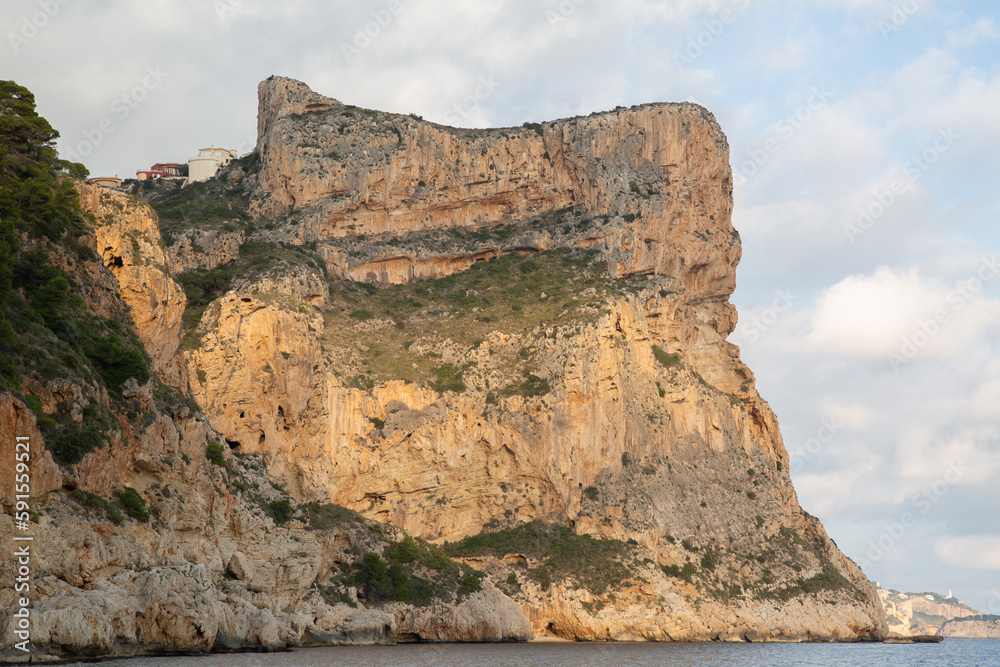 Landscape View at Moraig Cove Beach with Cliff; Alicante; Spain