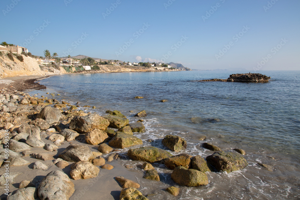 Scenic View of Rock at Almadrava Beach; El Campello; Alicante; Spain