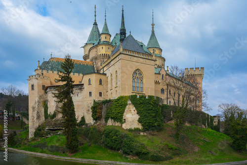 Fototapeta Naklejka Na Ścianę i Meble -  Bojnice medieval castle, UNESCO heritage in Slovakia. Romantic castle with gothic and Renaissance elements built in