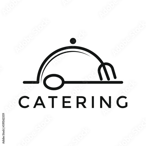 modern and simple catering logo with fork and spoon icon concept