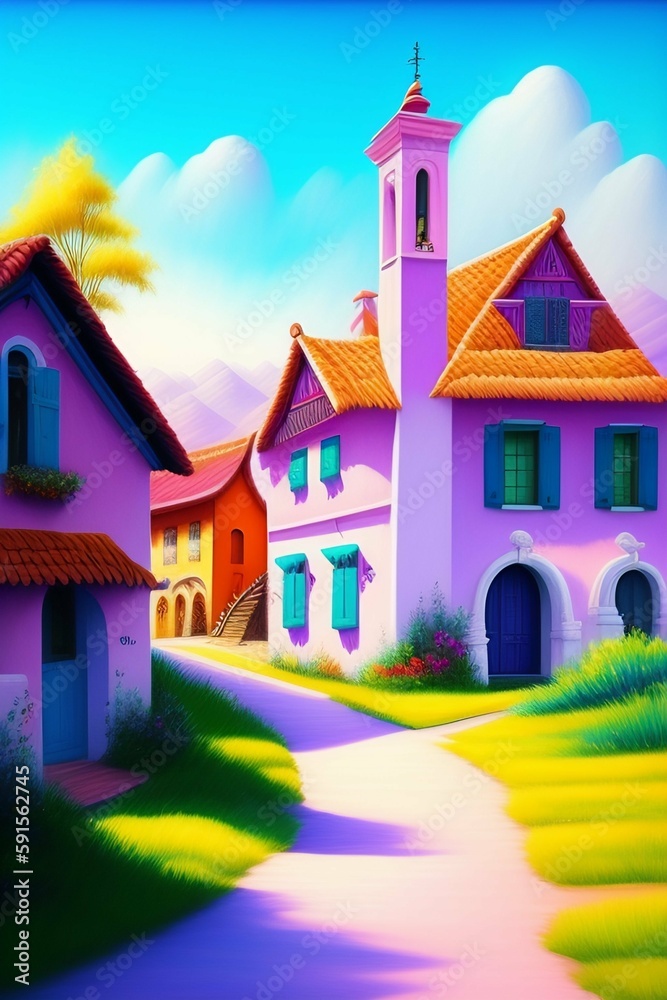 Naklejka premium Landscape of colorful city