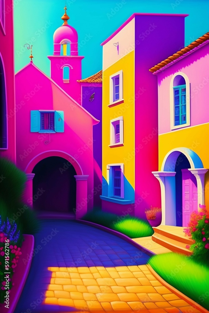 Landscape of colorful city