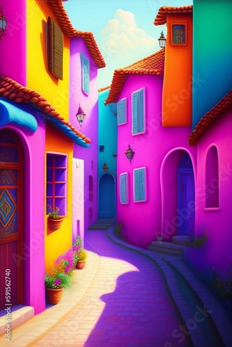 Landscape of colorful city © Mr