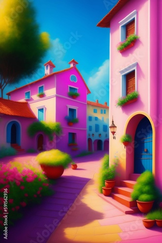 Landscape of colorful town © Mr