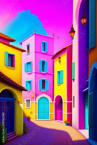 Landscape of colorful town © Mr