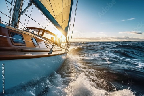 Sailboat Slicing Through Ocean Waters, Generated by AI