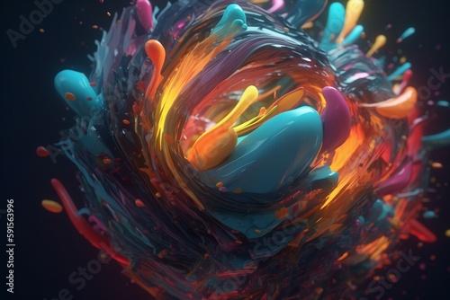 A colorful abstract design with bold shapes and colors, Generative AI