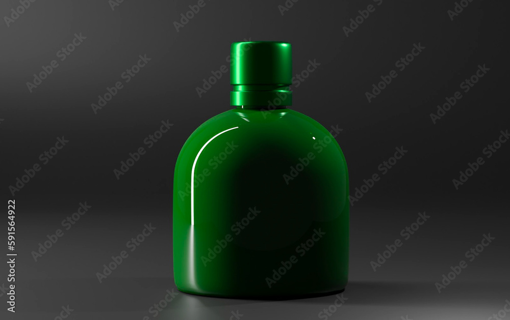 Perfume bottle of green color on a dark background Perfume bottle of green color on a dark background