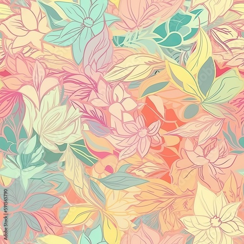 Wallpaper Mural Playful and modern floral seamless pattern, featuring bold and geometric shapes that add a trendy and edgy touch to any project. Torontodigital.ca