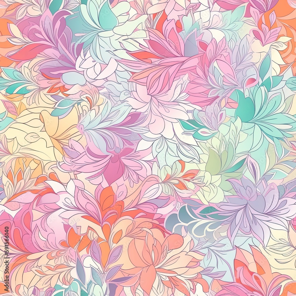 Playful and modern floral seamless pattern, featuring bold and geometric shapes that add a trendy and edgy touch to any project. Playful and modern floral seamless pattern, featuring bold and geometric shapes that add a trendy and edgy touch to any project.