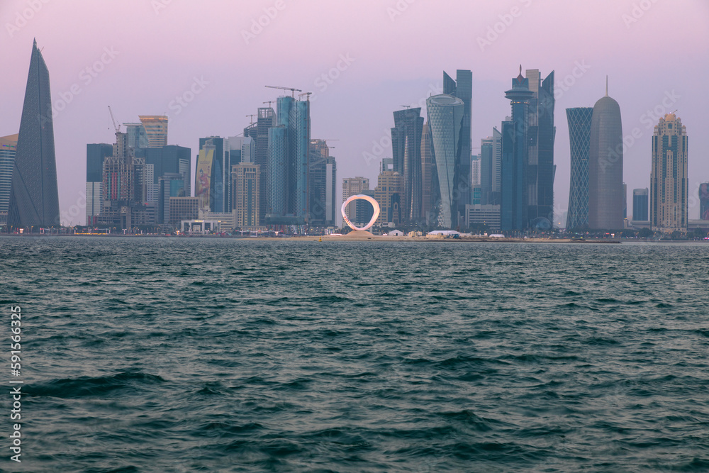 Doha, Qatar December 12 2022 A view of the Doha Corniche and the