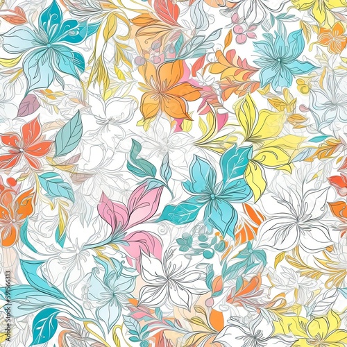 Playful and modern floral seamless pattern, featuring bold and geometric shapes that add a trendy and edgy touch to any project.