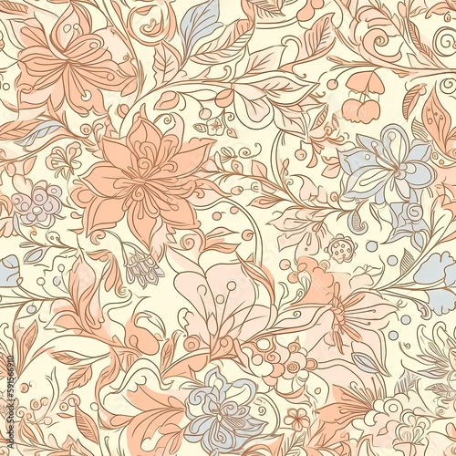 Wallpaper Mural Playful and modern floral seamless pattern, featuring bold and geometric shapes that add a trendy and edgy touch to any project. Torontodigital.ca