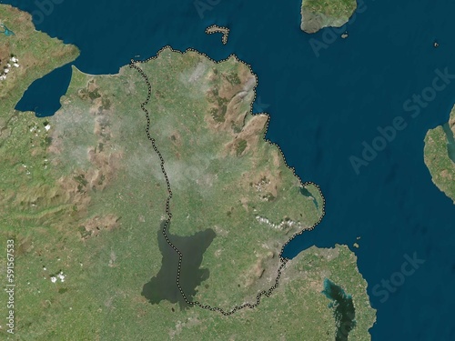 Antrim, Northern Ireland. Low-res satellite. No legend photo