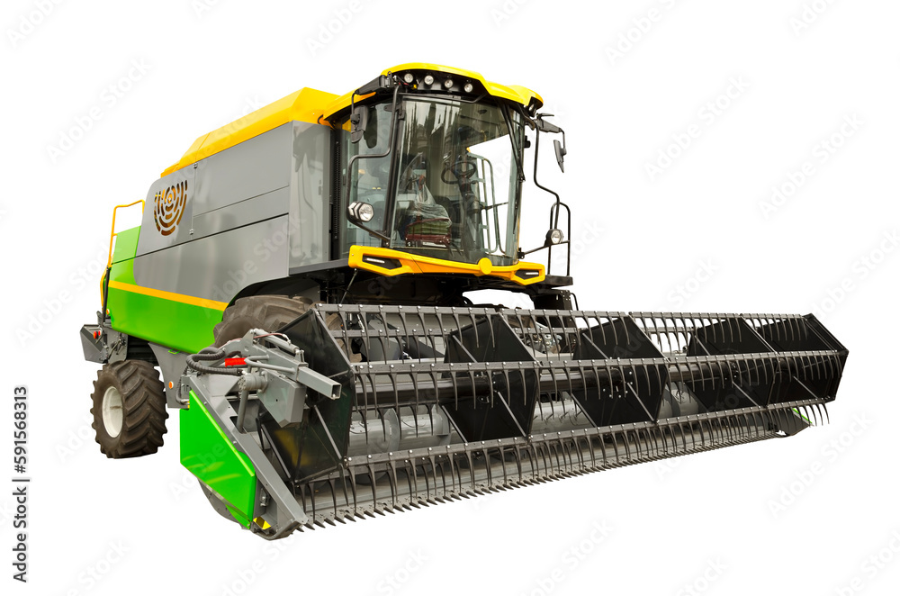 Fototapeta premium Modern agricultural combine, front view