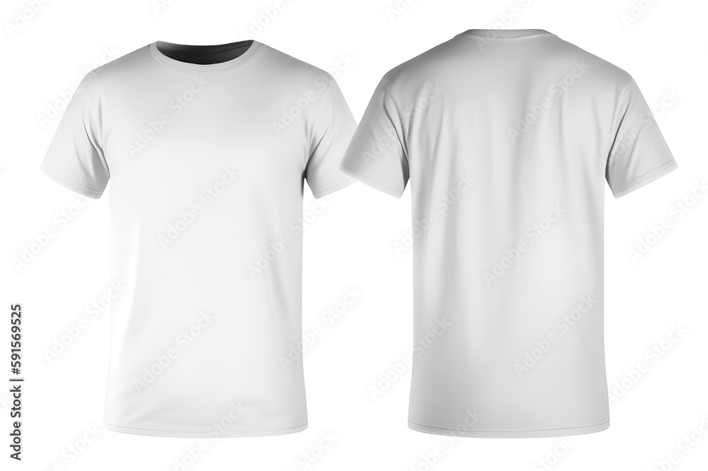 Men's White T-Shirt Template for Design Mockup and Print. Generative AI Men's White T-Shirt Template for Design Mockup and Print. Generative AI