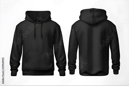 black Hoodie Sweatshirt Template for Design Mockup and Print. Generative AI