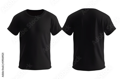 Men's black T-Shirt Template for Design Mockup and Print. Generative AI