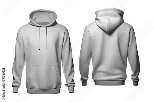 grey Hoodie Sweatshirt Template for Design Mockup and Print. Generative AI