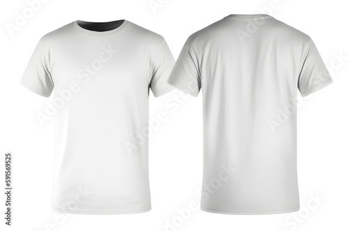 Men's White T-Shirt Template for Design Mockup and Print. Generative AI