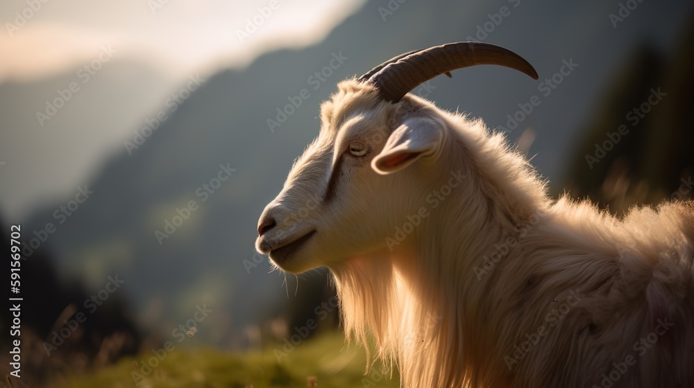 Fototapeta premium Adorable Saanen Goat Kids Playing