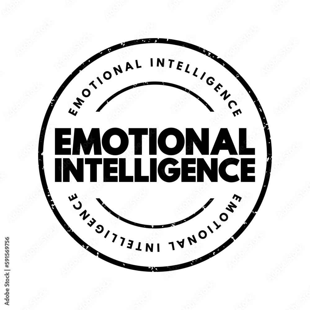 Emotional intelligence - ability to perceive, use, understand, manage, and handle emotions, text concept stamp