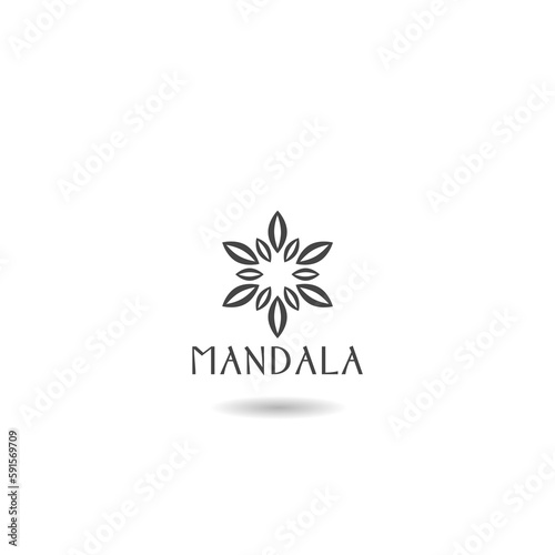 Fototapeta Naklejka Na Ścianę i Meble -  Mandala flower icon with shadow