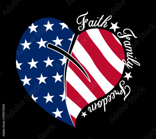 American Flag Faith Family Freedom, Heart American Flag, 4th Of July