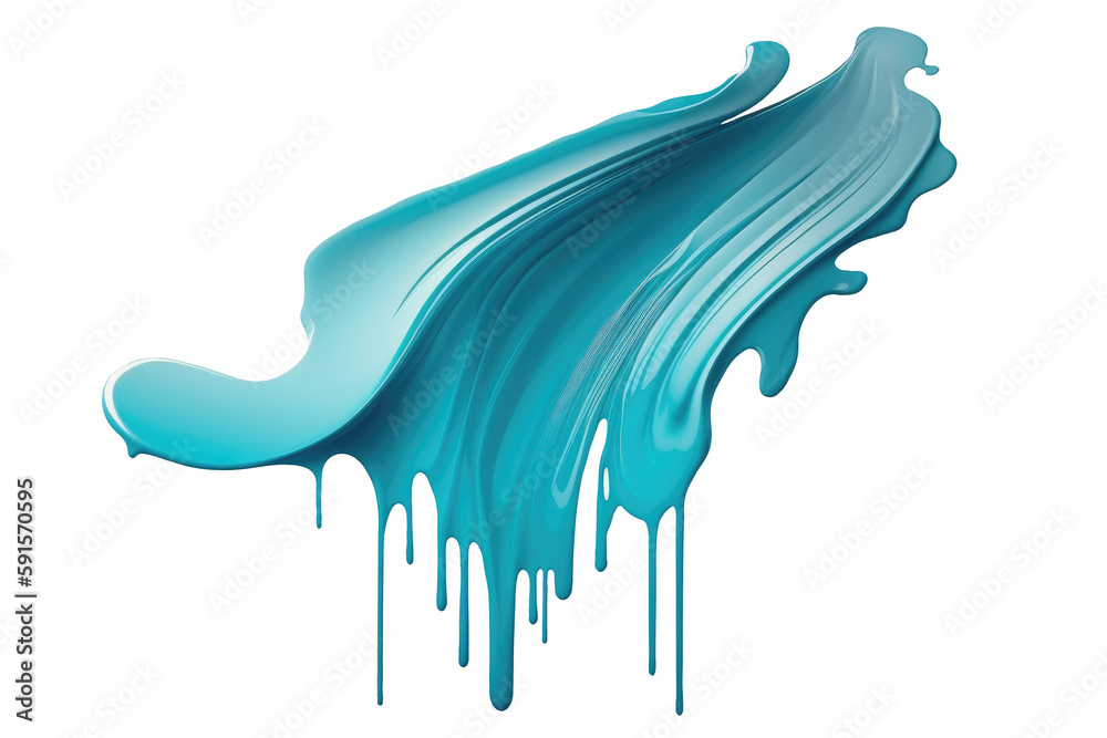 blue brush stroke watercolor liquid isolated on white background.Generative AI