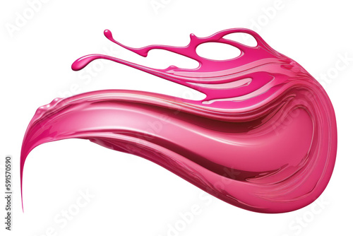 Pink brush stroke watercolor liquid isolated on white background.Generative AI