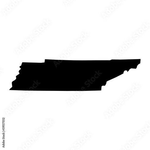 Tennessee black map on white background