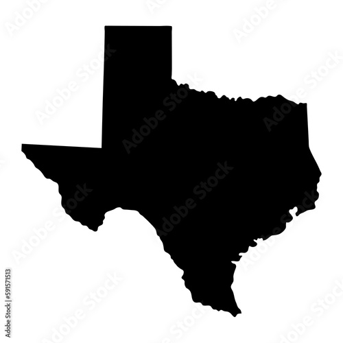 Texas black map on white background