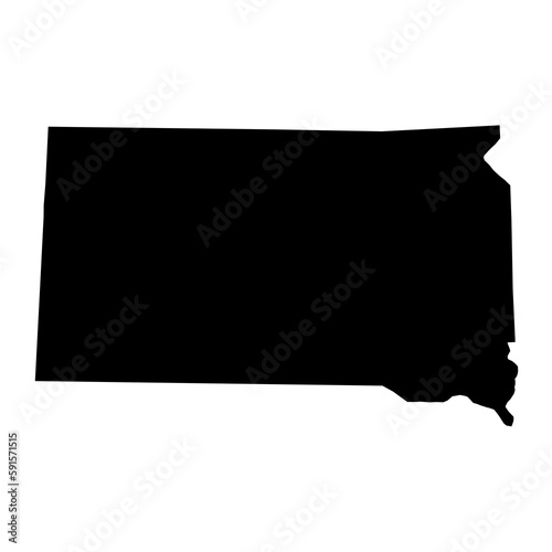 South Dakota black map on white background