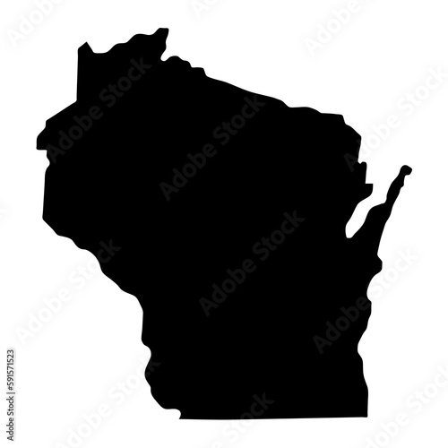 Wisconsin black map on white background