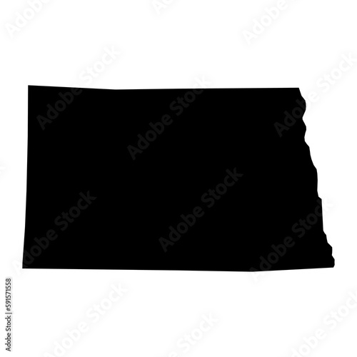 North Dakota black map on white background