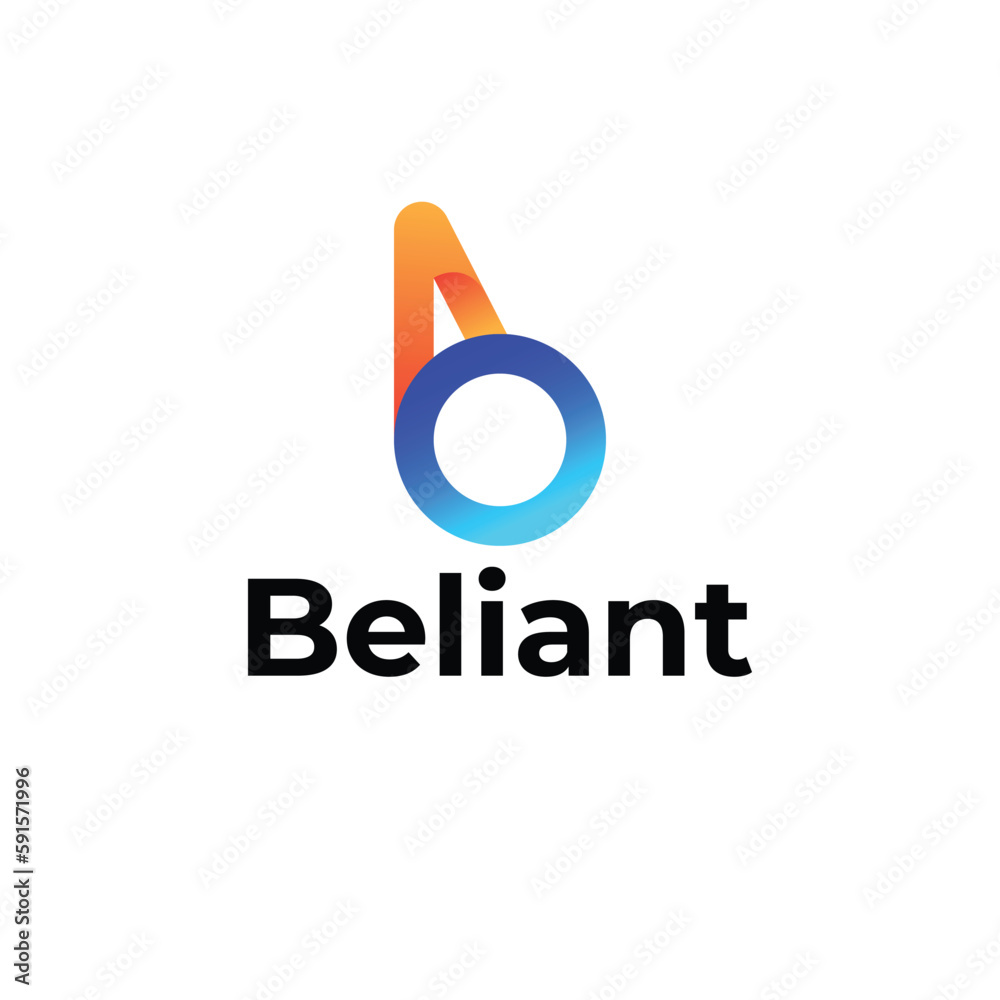 b letter modern 3d logo design