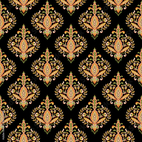 Turkish seamless pattern with luxury floral ornament. Traditional Arabic, Indian motifs. Great for fabric and textile, wallpaper, packaging or any desired idea. © david wilson1