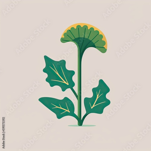 Dandelion Greens Vegetable Cute Playful Flat Icon by Generative AI