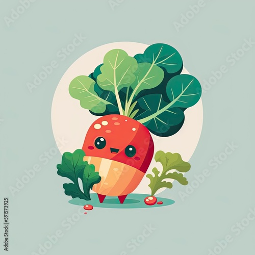 Miz Vegetable Cute Playful Flat Icon by Generative AI photo