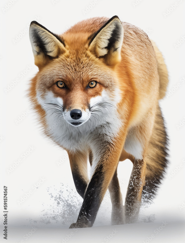Fox isolated in white background, Generative Ai Fox isolated in white background, Generative Ai