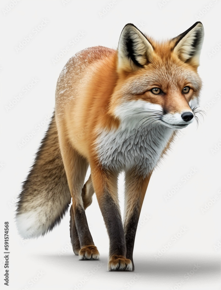 Fox isolated in white background, Generative Ai