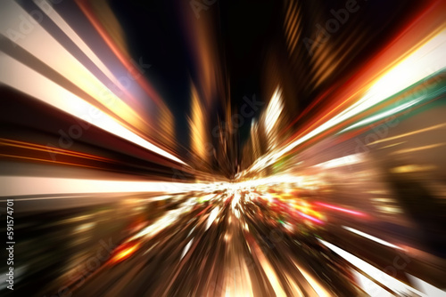 ai generated illustration abstract neon lights abstract city street light explosion effect