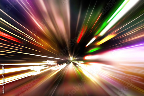 ai generated illustration abstract neon lights abstract city street light explosion effect