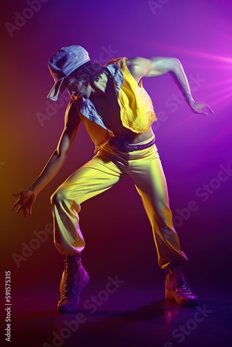 Male dancer on stage (IA generated)