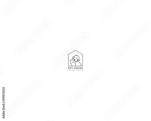 Dog and cat logo design template vector, line of pet logo design suitable for pet shop, store, cafe, business, hotel, veterinary clinic, Domestic animal vector illustration logotype, sign, symbol.