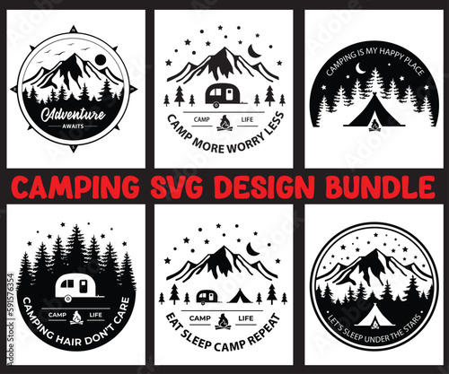 Camping t shirt design bundle