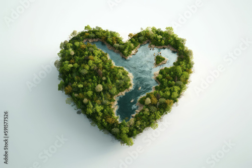 Planet Earth in shape of heart. Earth Day or sustainable concept. AI Generated.