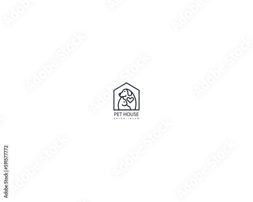 Dog and cat logo design template vector, line of pet logo design suitable for pet shop, store, cafe, business, hotel, veterinary clinic, Domestic animals vector illustration logotype, sign and symbol.